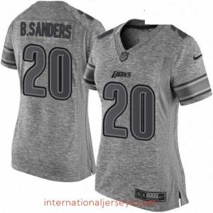 Exquisite Womens Nike Detroit Lions 20 Barry Sanders Limited Gray Gridiron NFL Jersey