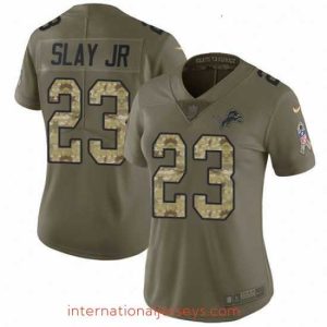 Top notch Womens Nike Detroit Lions 23 Darius Slay Jr Limited Olive Camo Salute to Service NFL Jersey