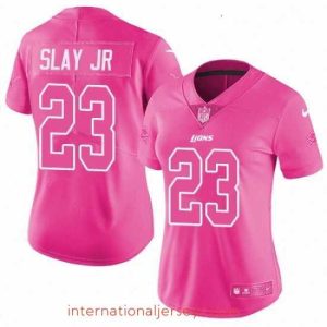 Top notch Womens Nike Detroit Lions 23 Darius Slay Jr Limited Pink Rush Fashion NFL Jersey