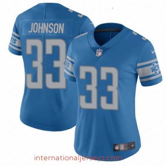 Outstanding Womens Nike Detroit Lions 33 Kerryon Johnson Blue Team Color Vapor Untouchable Limited Player NFL Jersey