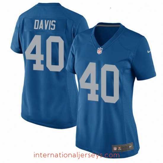 High quality Womens Nike Detroit Lions 40 Jarrad Davis Game Blue Alternate NFL Jersey
