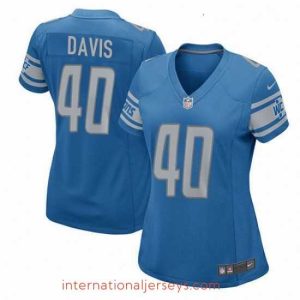 Superb Womens Nike Detroit Lions 40 Jarrad Davis Game Light Blue Team Color NFL Jersey