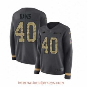 Superb Womens Nike Detroit Lions 40 Jarrad Davis Limited Black Salute to Service Therma Long Sleeve NFL Jersey