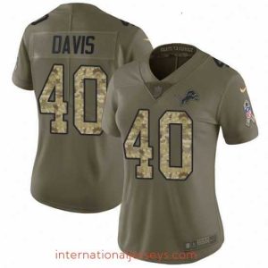 High quality Womens Nike Detroit Lions 40 Jarrad Davis Limited OliveCamo Salute to Service NFL Jersey