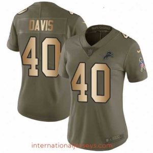High quality Womens Nike Detroit Lions 40 Jarrad Davis Limited OliveGold Salute to Service NFL Jersey