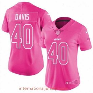 Deluxe Womens Nike Detroit Lions 40 Jarrad Davis Limited Pink Rush Fashion NFL Jersey