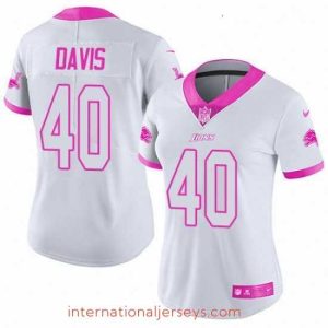 Superior Womens Nike Detroit Lions 40 Jarrad Davis Limited WhitePink Rush Fashion NFL Jersey