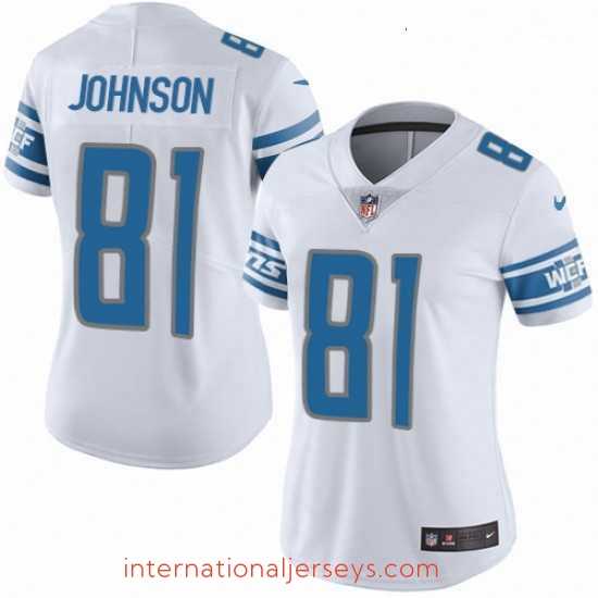 Top notch Womens Nike Detroit Lions 81 Calvin Johnson Elite White NFL Jersey