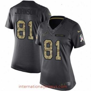 High quality Womens Nike Detroit Lions 81 Calvin Johnson Limited Black 2016 Salute to Service NFL Jersey