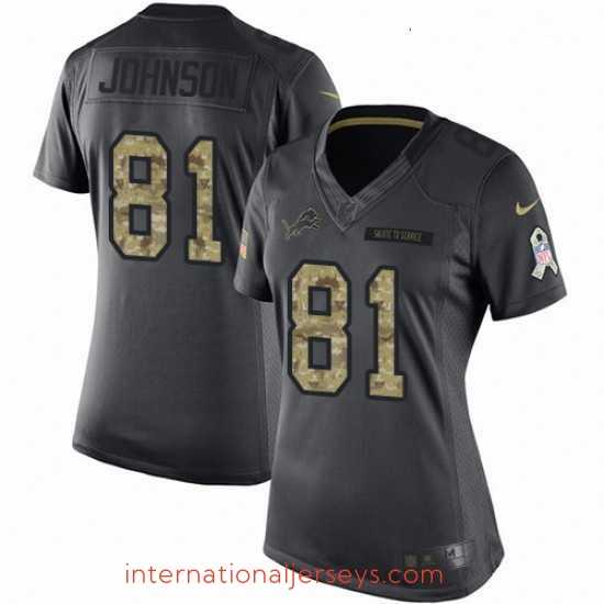 High quality Womens Nike Detroit Lions 81 Calvin Johnson Limited Black 2016 Salute to Service NFL Jersey