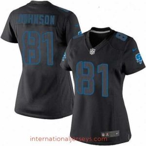 Finest Womens Nike Detroit Lions 81 Calvin Johnson Limited Black Impact NFL Jersey