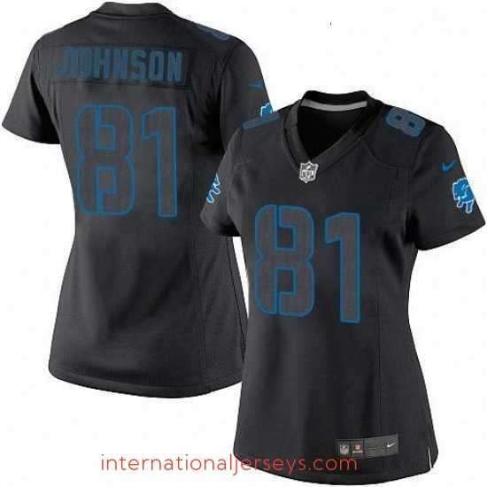 Finest Womens Nike Detroit Lions 81 Calvin Johnson Limited Black Impact NFL Jersey