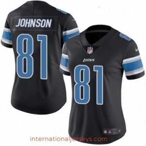 Deluxe Womens Nike Detroit Lions 81 Calvin Johnson Limited Black Rush Vapor Untouchable NFL Jersey