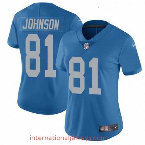Exquisite Womens Nike Detroit Lions 81 Calvin Johnson Limited Blue Alternate Vapor Untouchable NFL Jersey