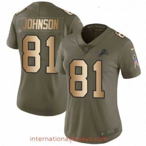 Superior Womens Nike Detroit Lions 81 Calvin Johnson Limited OliveGold Salute to Service NFL Jersey