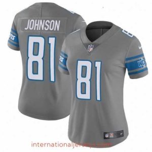 Superior Womens Nike Detroit Lions 81 Calvin Johnson Limited Steel Rush Vapor Untouchable NFL Jersey