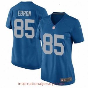 Premium Womens Nike Detroit Lions 85 Eric Ebron Game Blue Alternate NFL Jersey