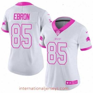 Outstanding Womens Nike Detroit Lions 85 Eric Ebron Limited WhitePink Rush Fashion NFL Jersey