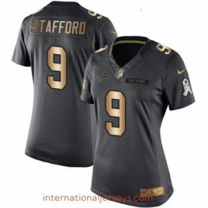 Superior Womens Nike Detroit Lions 9 Matthew Stafford Limited BlackGold Salute to Service NFL Jersey