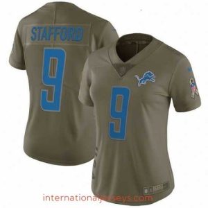 High quality Womens Nike Detroit Lions 9 Matthew Stafford Limited Olive 2017 Salute to Service NFL Jersey