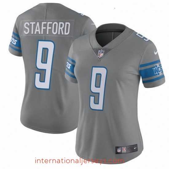 Exquisite Womens Nike Detroit Lions 9 Matthew Stafford Limited Steel Rush Vapor Untouchable NFL Jersey