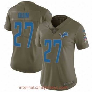 Top notch Womens Nike Lions #27 Glover Quin Olive  Stitched NFL Limited 2017 Salute to Service Jersey