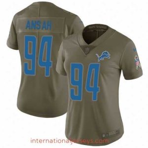 Finest Womens Nike Lions #94 Ziggy Ansah Olive  Stitched NFL Limited 2017 Salute to Service Jersey