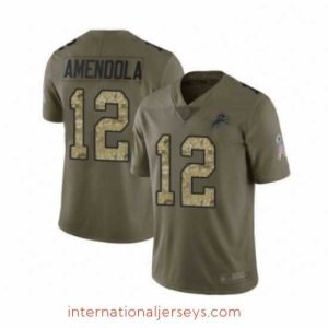 Deluxe Detroit Lions 12 Danny Amendola Limited Olive Camo Salute to Service Football Jersey