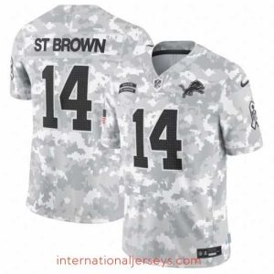Outstanding Detroit Lions 14 Amon Ra St  Brown 2024 F.U.S.E Arctic Camo Salute To Service Limited Stitched Jersey