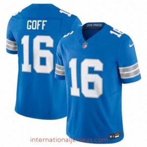 Superb Detroit Lions 16 Jared Goff Blue 2024 F.U.S.E  Vapor Limited Stitched Jersey