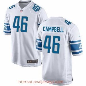 Premium Detroit Lions 46 Jack Campbell White 2023 Draft Stitched Game Jersey
