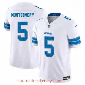 Deluxe Detroit Lions 5 David Montgomery White 2024 F.U.S.E Vapor Limited Stitched Jersey