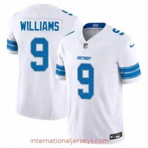 Premium Detroit Lions 9 Jameson Williams White 2024 F.U.S.E Vapor Limited Stitched Jersey