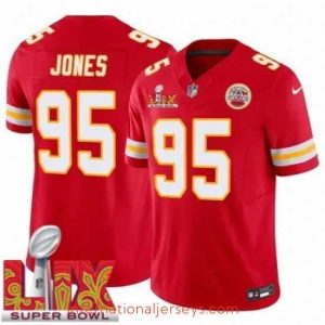 Top notch Kansas City Chiefs Chris Jones #95 Red 2024 2025 Super Bowl LIX F.U.S.E Stitched Jersey
