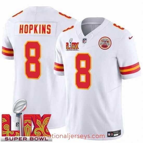 Superior Kansas City Chiefs DeAndre Hopkins #8 White 2024 2025 Super Bowl LIX F.U.S.E Stitched Jersey