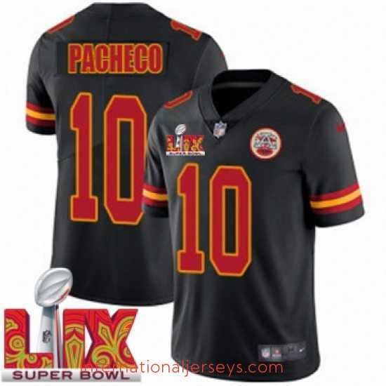Top notch Kansas City Chiefs Isiah Pacheco #10 Black 2024 2025 Super Bowl LIX F.U.S.E Stitched Jersey