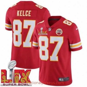 Deluxe Kansas City Chiefs Travis Kelce #87 Red 2024 2025 Super Bowl LIX F.U.S.E Stitched Jersey