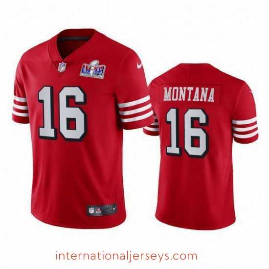 Premium NFL San Francisco 49ers 16 Joe Montana Red Throwback Vapor Untouchable Limited Stitched 2024 Super Bowl LVIII Jersey