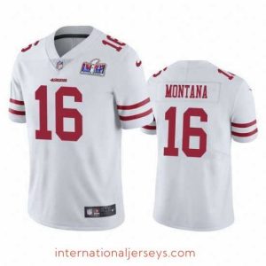 Superb NFL San Francisco 49ers 16 Joe Montana White Vapor Untouchable Limited Stitched 2024 Super Bowl LVIII Jersey