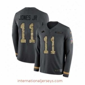 Finest Nike Detroit Lions 11 Marvin Jones Jr Limited Black Salute to Service Therma Long Sleeve NFL Jersey