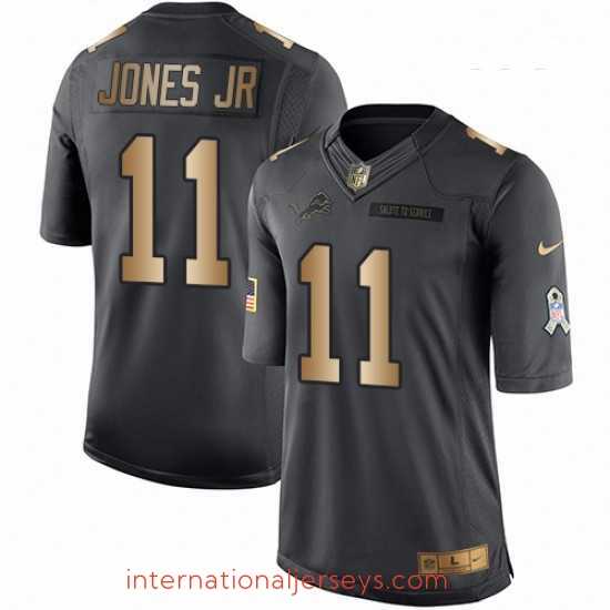 Deluxe Nike Detroit Lions 11 Marvin Jones Jr Limited BlackGold Salute to Service NFL Jersey