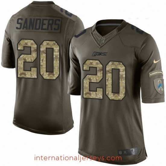 Deluxe Nike Detroit Lions 20 Barry Sanders Elite Green Salute to Service NFL Jersey