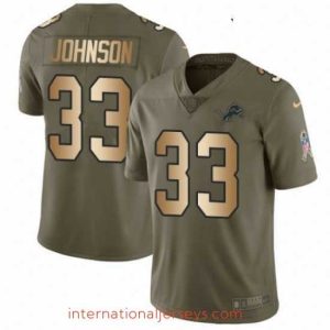 Superb Nike Detroit Lions 33 Kerryon Johnson Limited OliveGold Salute to Service NFL Jersey
