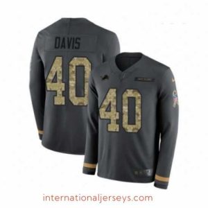 Superior Nike Detroit Lions 40 Jarrad Davis Limited Black Salute to Service Therma Long Sleeve NFL Jersey