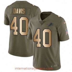 Top notch Nike Detroit Lions 40 Jarrad Davis Limited OliveGold Salute to Service NFL Jersey