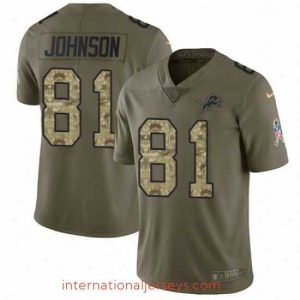Outstanding Nike Detroit Lions 81 Calvin Johnson Limited OliveCamo Salute to Service NFL Jersey