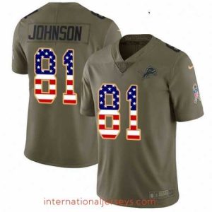High quality Nike Detroit Lions 81 Calvin Johnson Limited OliveUSA Flag Salute to Service NFL Jersey