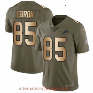 Outstanding Nike Detroit Lions 85 Eric Ebron Limited OliveGold Salute to Service NFL Jersey