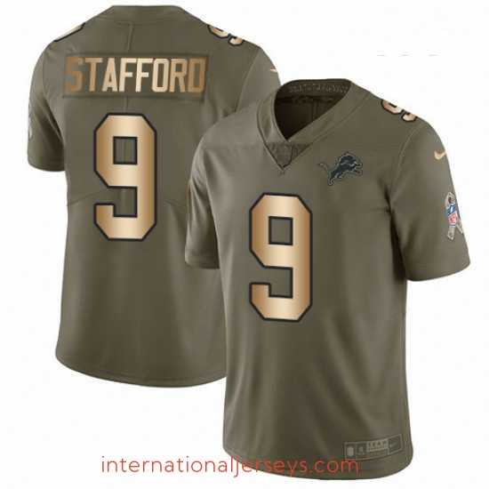 Top notch Nike Detroit Lions 9 Matthew Stafford Limited OliveGold Salute to Service NFL Jersey