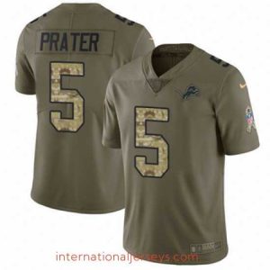 Top notch Nike Lions #5 Matt Prater Olive Camo Stitched NFL Limited 2017 Salute to Service Jersey